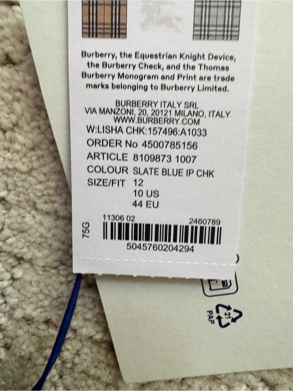 New Burberry Light Blue Plaid A-Line Skirt with Tan and Blue Stripes - Picture 5 of 6